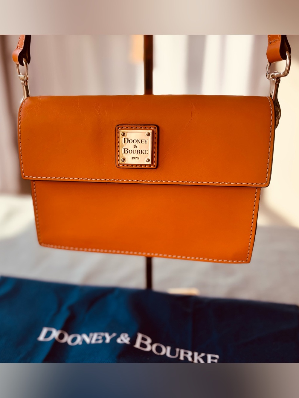 Dooney & Bourke Small East West Flap Crossbody bag Tangerine Orange Leather